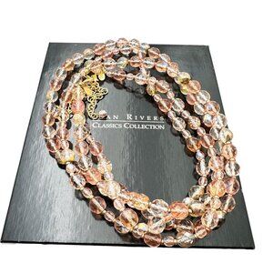 Vintage Joan Rivers Womens Necklace Gold Tone Pink Czech Glass